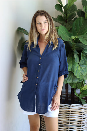 Mia Miss M Shirt/Dress Navy beach cover