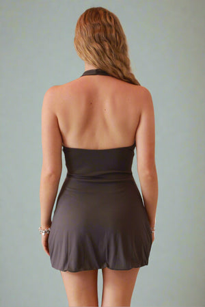 Thanne Halter Buckle Dress Grey