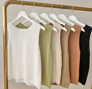 Little Lies Spring Knit Tank White