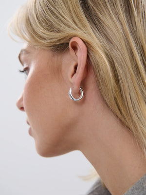 Angels Whisper Greta Sterling Silver Plated Huggie Earrings