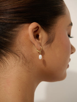 Angels Whisper Daphne Gold Plated Pearl Earrings Gold