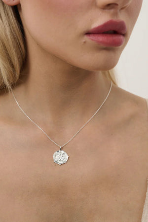 Angels Whisper Ocean Coin Charm Silver Plated Necklace