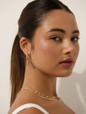 Angels Whisper Wavy Textured Gold Plated Earrings
