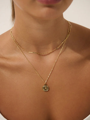 Angels Whisper Celestial Layered 18K Gold Plated Necklace