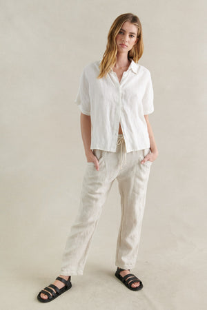 Little Lies Bronte Linen Shirt White
