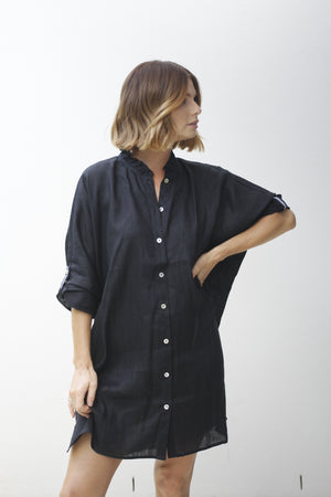 Eb & Ive Capella Frill Short Dress Ebony