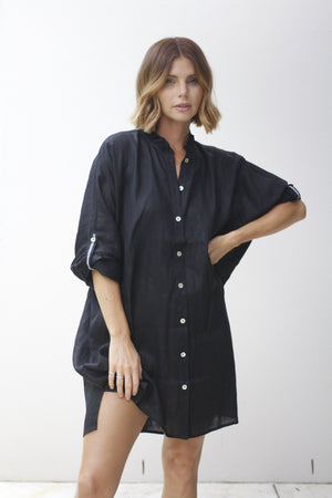 Eb & Ive Capella Frill Short Dress Ebony