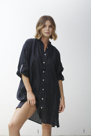 Eb & Ive Capella Frill Short Dress Ebony