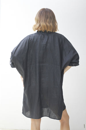 Eb & Ive Capella Frill Short Dress Ebony