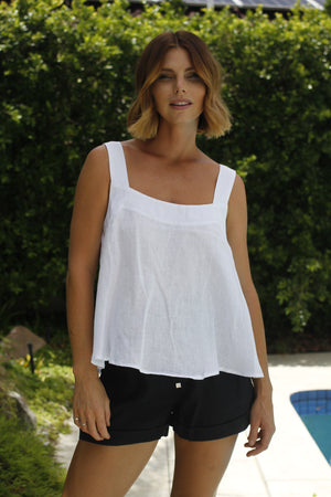 Haven Santorini linen Tank White
