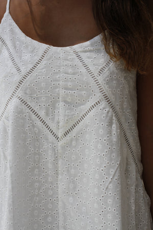 Goddess Anglaise Zip Dress White