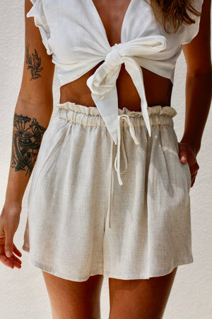 Goddess Dream linen Shorts Natural