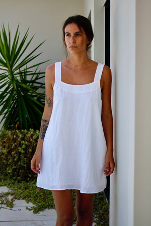 Haven Noosa Tank linen Dress Salt White