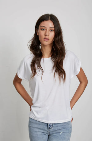 Little Lies Roll Sleeve Tee White