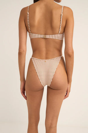 Rhythm Chloe Check Adjustable Side Hi Cut String Pant Peach