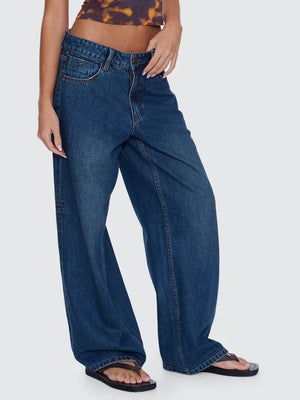 Thrills Billie Low Rise Baggy Jean Teal Blue