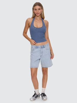 Thrills Living Easy Eyelet Halter Top Bluefin