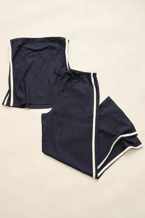 Rhythm Contrast Linen Strapless Top Ocean