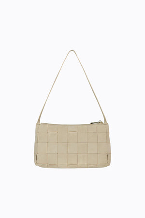 Peta + Jain Portia Woven Shoulder Bag Beige Suede/Gold