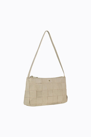 Peta + Jain Portia Woven Shoulder Bag Beige Suede/Gold