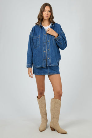 All About Eve Dale Shacket Heritage Blue