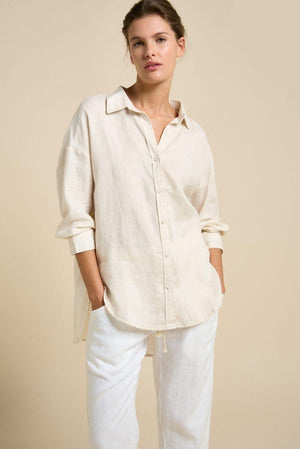 Little Lies Boyfriend Linen Shirt Natural