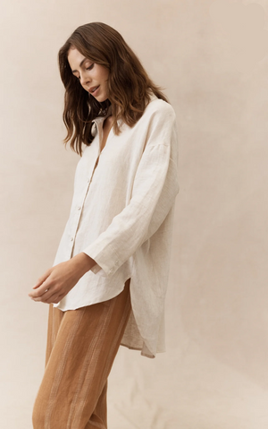 Little Lies Boyfriend Linen Shirt Natural