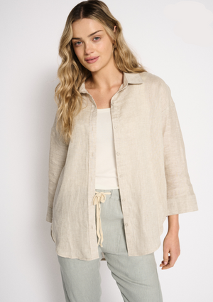 Little Lies Boyfriend Linen Shirt Natural