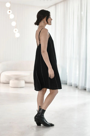 Eadie Carter Linen Slip Dress Black/White