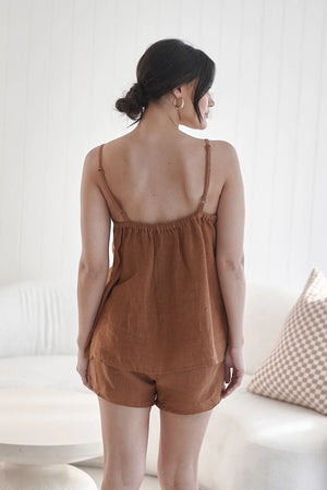 Eadie Fundamental Linen Cami Nutmeg