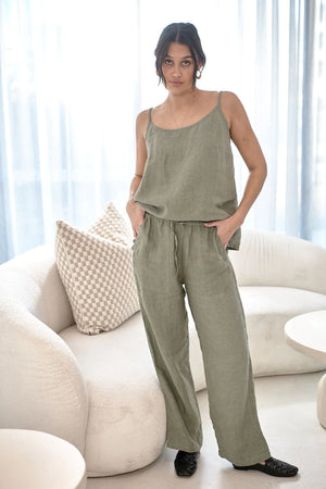 Eadie Fundamental Linen Cami Pistachio