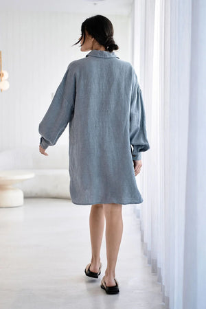 Eadie Linen Shift Dress Blue