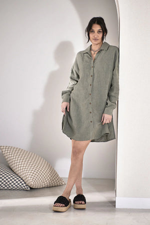 Eadie Linen Shift Dress Pistachio