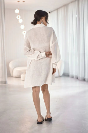 Eadie Linen Shift Dress White