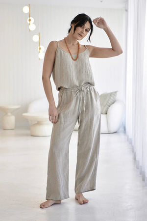 Eadie Wide Leg Linen Pant Natural