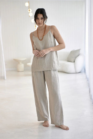 Eadie Wide Leg Linen Pant Natural