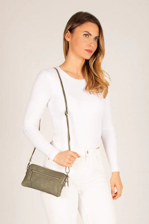 Gabee Kara Leather Bag with Strap Olive