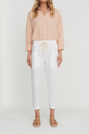 Little Lies Luxe Linen Pants White