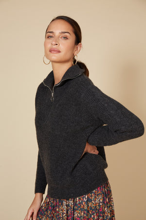 Eb & Ive Kinsella Zip Jumper Fossil