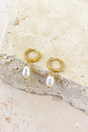 Angels Whisper Daphne Gold Plated Pearl Earrings Gold