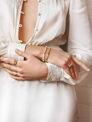 Angels Whisper Pearl Beaded Gold Plated Bracelet