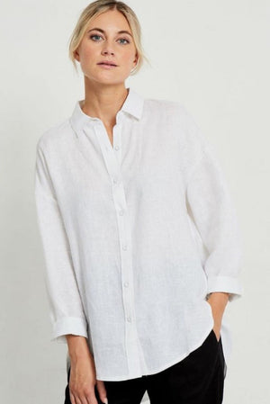 Little Lies Boyfriend Linen Shirt White