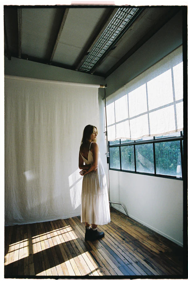 Rhythm Classic Tiered Midi Dress White