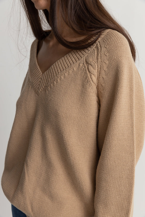 Rhythm Moonstone Oversized V Neck Latte