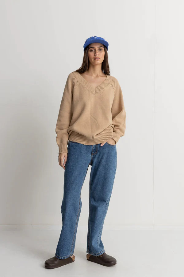 Rhythm Moonstone Oversized V Neck Latte