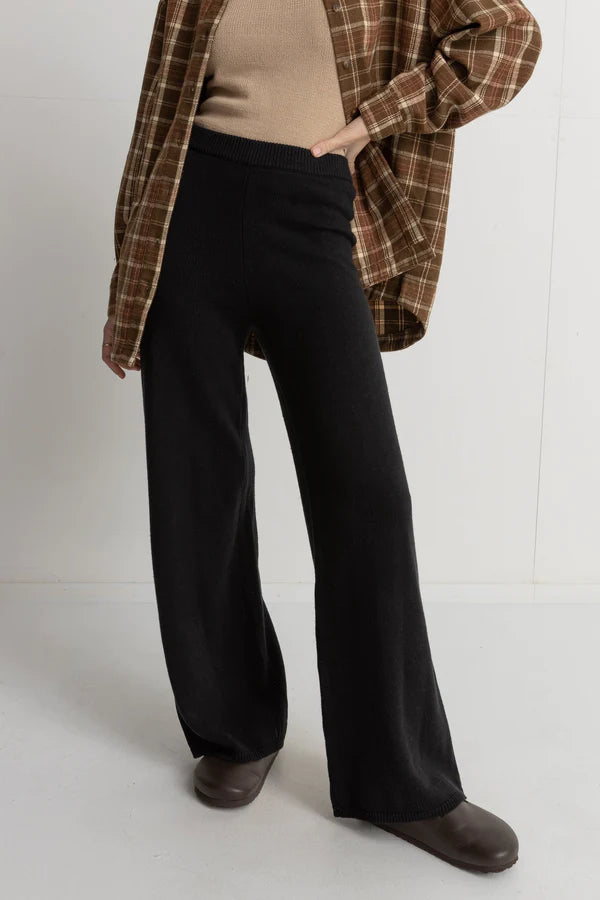 Rhythm Dune Wide Leg Knit Pant Black