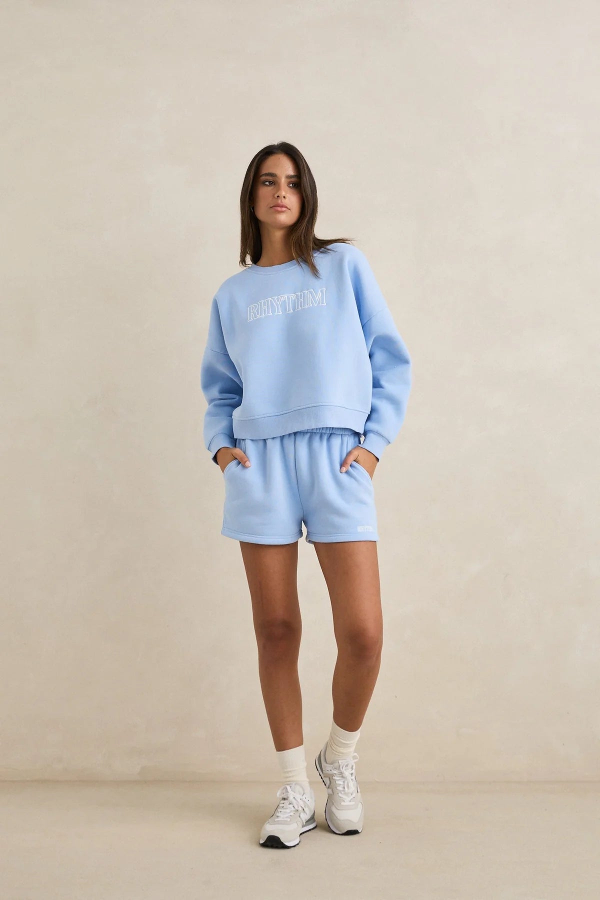 Rhythm Slouchy Crew Neck Fleece Sky