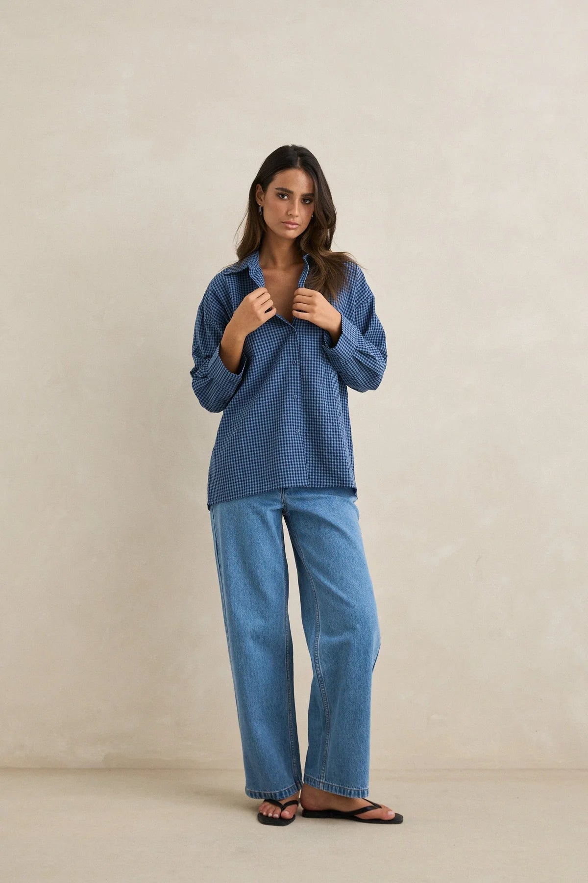 Rhythm Serene Oversized Long Sleeve Shirt Indigo