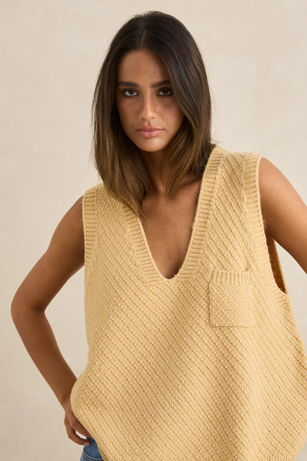 Rhythm Archer Knit Vest Sand - Goddess Noosa