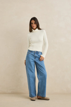 Rhythm Amara Roll Neck Knit White